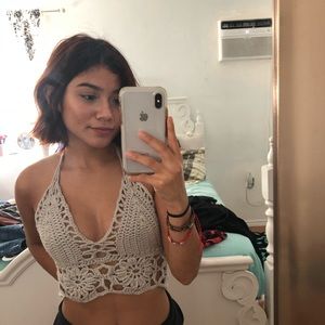 Handmade Grey Crochet Top